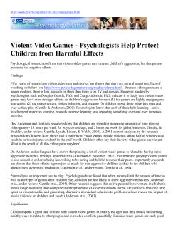 Violent Video Games - Psychologists Help Protect Children from Harmful Effects