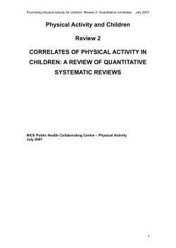 Physical Activity and Children Review 2 CORRELATES OF PHYSICAL ACTIVITY IN