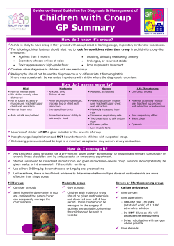 Children with Croup GP Summary  How do I know it’s croup?