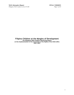Filipino Children at the Margins of Development NGO Alternative Report FINAL VERSION