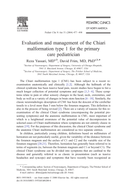 Evaluation and management of the Chiari care pediatrician *
