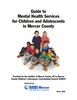 Guide to Mental Health Services for Children and Adolescents in Mercer County