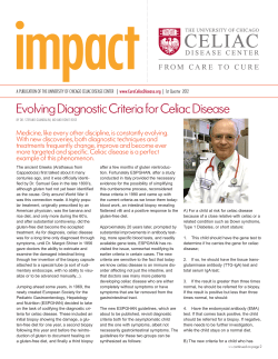impact Evolving Diagnostic Criteria for Celiac Disease | | 1st Quarter  2012