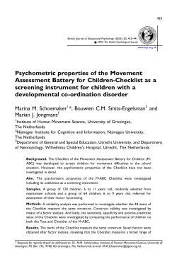 Psychometric properties of the Movement Assessment Battery for Children-Checklist as a