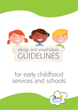 GUIDELINES for early childhood services and schools allergy and anaphylaxis