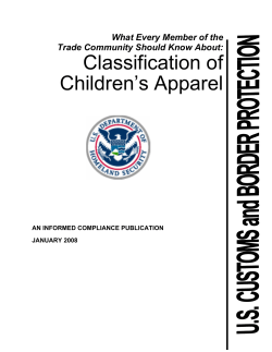 Classification of Children’s Apparel  What Every Member of the