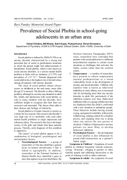 Prevalence of Social Phobia in school-going adolescents in an urban area