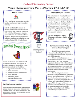 Colbert Elementary School Title I Newsletter Fall~Winter 2011-2012 What is Title I?