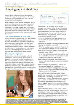 Keeping pets in child care This article relates to: FDCQA Principles: