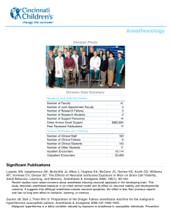 Anesthesiology Division Photo Division Data Summary