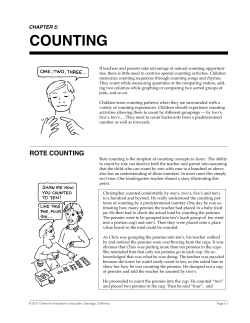 COUNTING Mathematics Their Way Summary Newsletter CHAPTER 5: