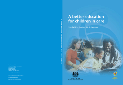 A better education for children in care Social Exclusion Unit Report