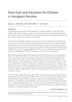 Early Care and Education for Children in Immigrant Families