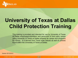 University of Texas at Dallas Child Protection Training