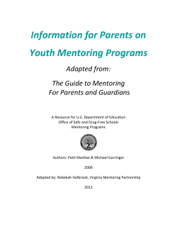   Information for Parents on   Youth Mentoring Programs   Adapted from:  