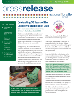 press release Celebrating 30 Years of the Children’s Braille Book Club