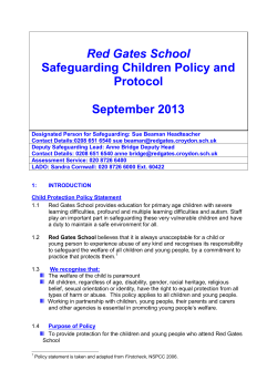 Red Gates School Safeguarding Children Policy and Protocol