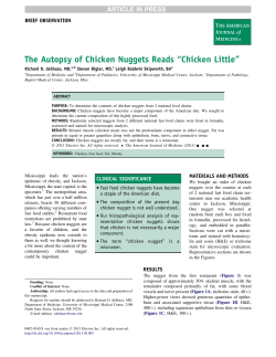 “Chicken Little” The Autopsy of Chicken Nuggets Reads Richard D. deShazo, MD,