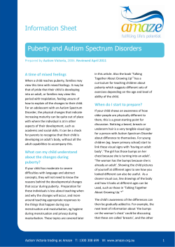Information Sheet Puberty and Autism Spectrum Disorders A time of mixed feelings  Autism Victoria,