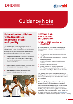 Guidance Note Education for children with disabilities - improving access