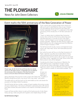 THE PLOWSHARE  News for John Deere Collectors