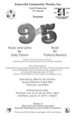 51 Music  and  Lyrics Book Zanesville Community Theatre, Inc.