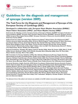 Guidelines for the diagnosis and management of syncope (version 2009)
