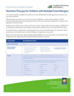Nutrition Therapy for Children with Multiple Food Allergies Doernbecher Children’s Hospital