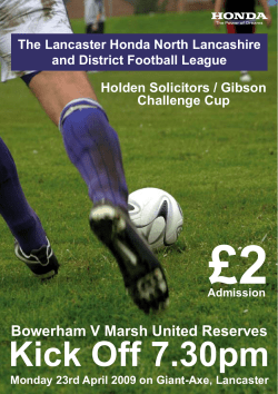 £2 Kick Off 7.30pm Bowerham V Marsh United Reserves Holden Solicitors / Gibson