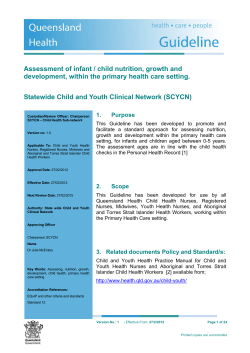 Assessment of infant / child nutrition, growth and