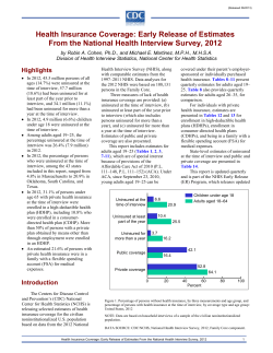 Health Insurance Coverage: Early Release of Estimates