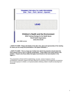 LEAD Children's Health and the Environment TRAINING FOR HEALTH CARE PROVIDERS