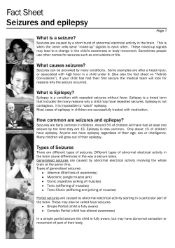 Fact Sheet Seizures and epilepsy What is a seizure?