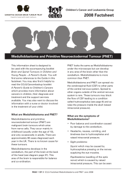 2008 Factsheet Medulloblastoma and Primitive Neuroectodermal Tumour (PNET)