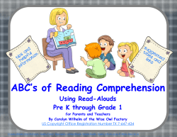 ABC’s of Reading Comprehension Using Read-Alouds Pre K through Grade 1 su