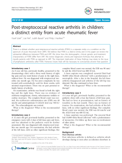 Post-streptococcal reactive arthritis in children: R E V I E W