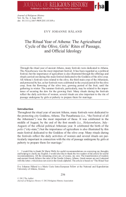 The Ritual Year of Athena: The Agricultural and Official Ideology