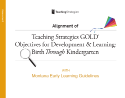 Teaching Strategies GOLD  Objectives for Development &amp; Learning: Through