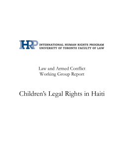 Children’s Legal Rights in Haiti Law and Armed Conflict Working Group Report