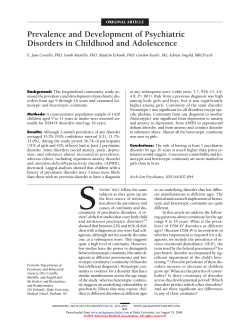 Prevalence and Development of Psychiatric Disorders in Childhood and Adolescence