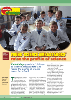 YOUNG &lsquo;SCIENCE AMBASSADORS&rsquo; change raise the profile of science Katie Ridley