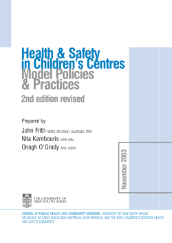 Health &amp; Safety in Children’s Centres Model Policies &amp; Practices