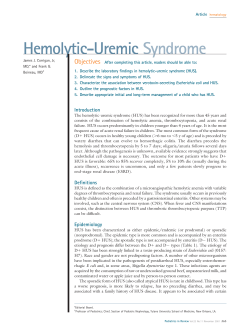Hemolytic-Uremic Syndrome Objectives