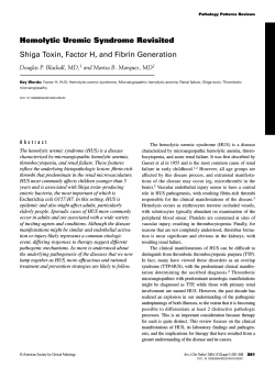 Hemolytic Uremic Syndrome Revisited Shiga Toxin, Factor H, and Fibrin Generation