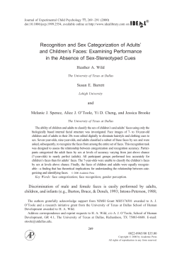 Recognition and Sex Categorization of Adults’ and Children’s Faces: Examining Performance