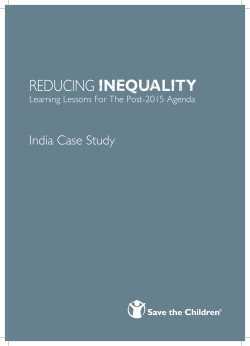 INEQUALITY India Case Study Learning Lessons For The Post-2015 Agenda 1
