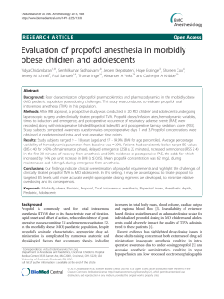 Evaluation of propofol anesthesia in morbidly obese children and adolescents Open Access