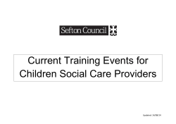 Current Training Events for Children Social Care Providers  Updated: 14/08/14