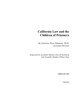 California Law and the Children of Prisoners  By Charlene Wear Simmons, Ph.D.