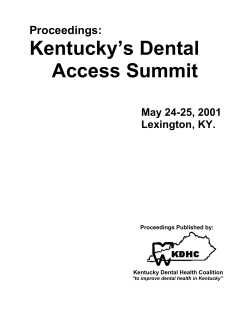 Kentucky’s Dental Access Summit Proceedings: